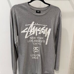 Stussy Heather Gray Long Sleeve Tee